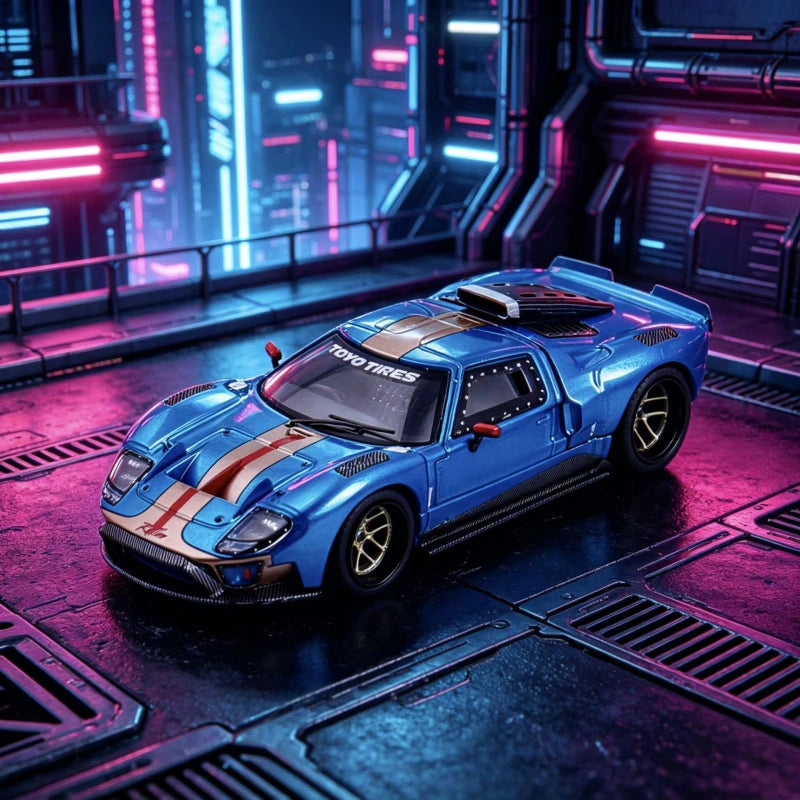 1:64 Scale Ford GT40 Openable Alloy Diecast Car Model Blue