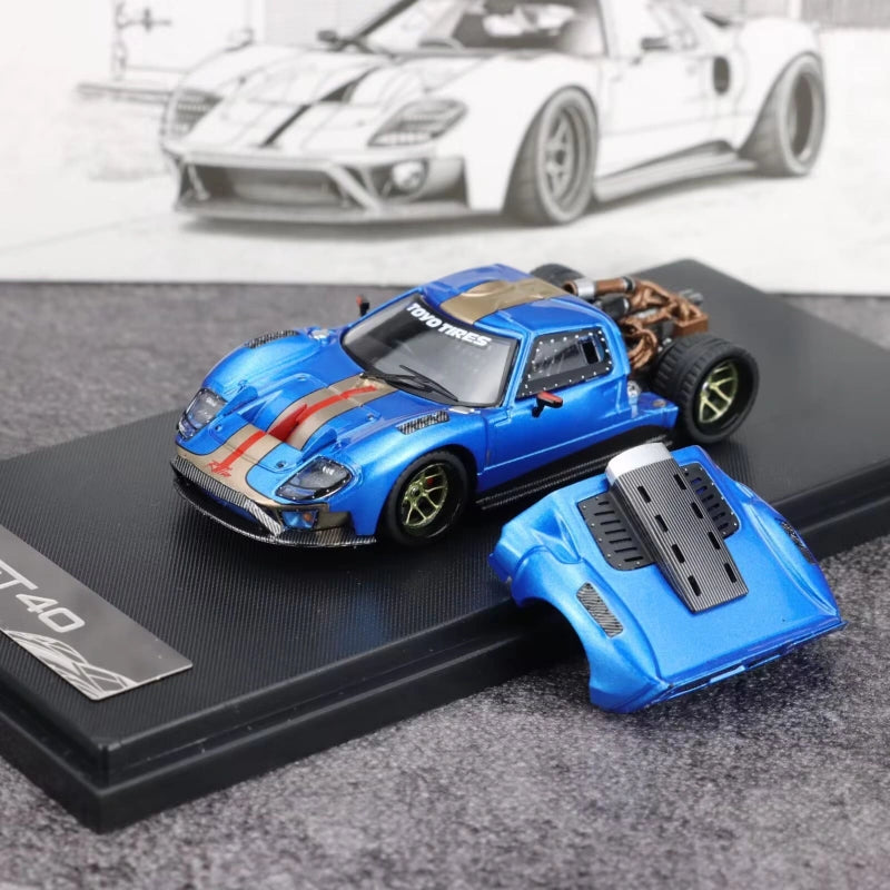 1:64 Scale Ford GT40 Openable Alloy Diecast Car Model Blue