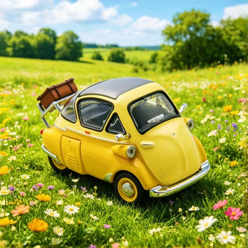 1:64 BMW Isetta Bubble Window Alloy Yellow Car Model