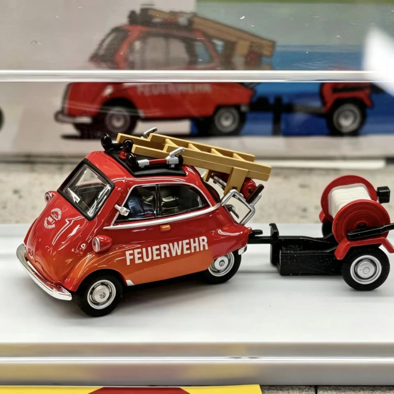 1:64 BMW Isetta Fire Engine Set Diecast Alloy Model  Feuerwehr Edition