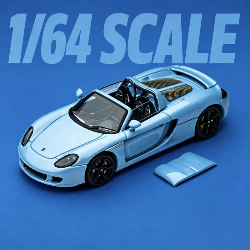 1:64 Porsche Carrera GT Diecast Model Car Blue Opening Hood Alloy Gift